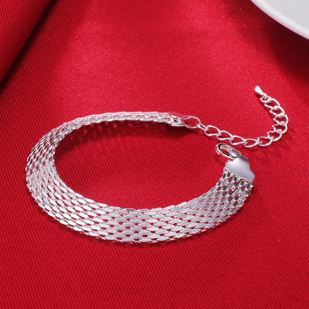 Heiße neue 925 Sterling Silber Armbänder für Frauen Exquisite Mode Webkette Hochzeitsfeier Weihnachtsgeschenke Schmuck