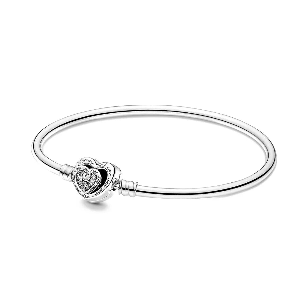 925 Sterling Silber Armbänder Herz Pavé Rot Blume Stern Clip Schlangenkettenarmband Liebe Armreifen DIY Feiner Schmuck