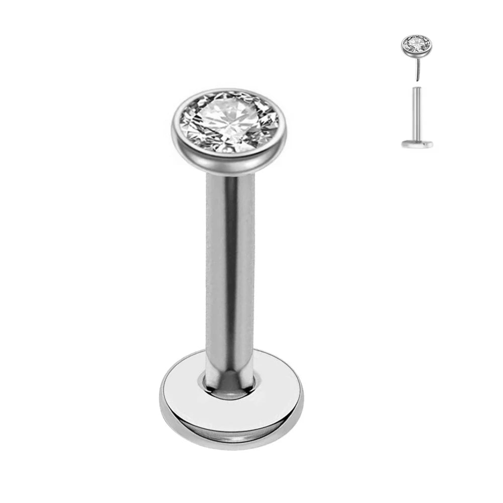 ASTM F136 G23 Titan Kugel Tragus Ohrring Gewindeloses Piercing Herz Zirkonia Stift Daith Conch Push-in Labret Stecker