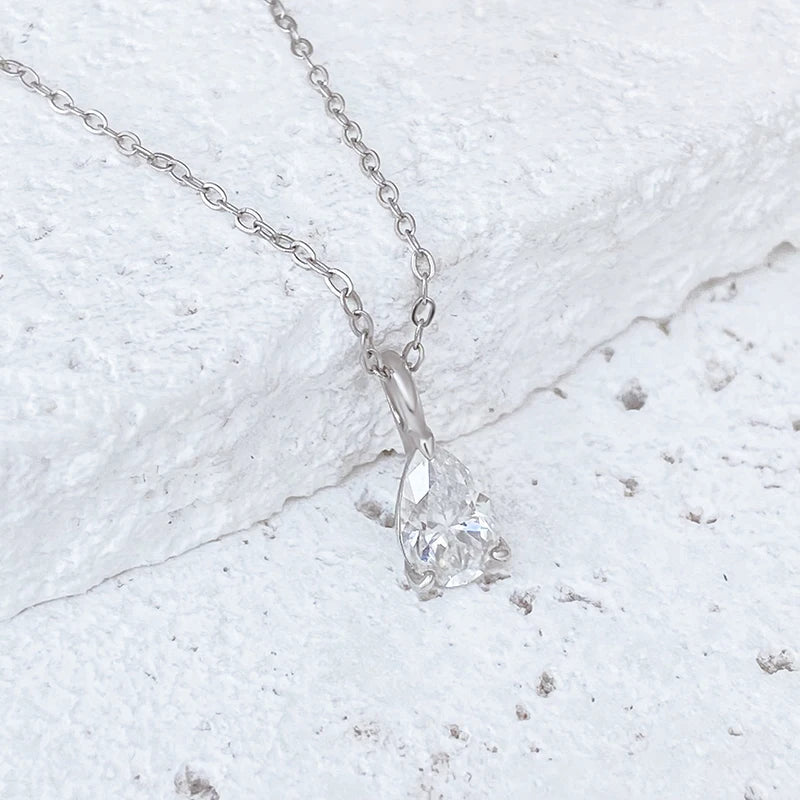 NeeTim Colgante de moissanita con forma de gota de agua de 1 ct y 2 ct, collar de plata S925, diamante de laboratorio con corte de pera, cadena para mujer con certificado