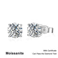 NeeTim 0.1-5ct D Pendientes de moissanita de laboratorio con diamante de plata de ley 925 chapados en oro blanco, joyería de boda para mujer y hombre