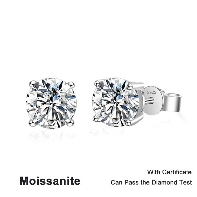 NeeTim 0.1ct-5ct D Moissanit Ohrstecker Labordiamant 925 Sterling Silber mit Weißgoldauflage Hochzeitsschmuck für Damen und Herren