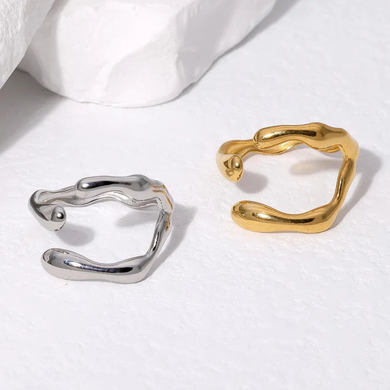 Einfacher Edelstahl Verstellbarer Damenring Statement-Schmuck für Frauen Designer Öffnungsfingerring Großhandel Dropshipping
