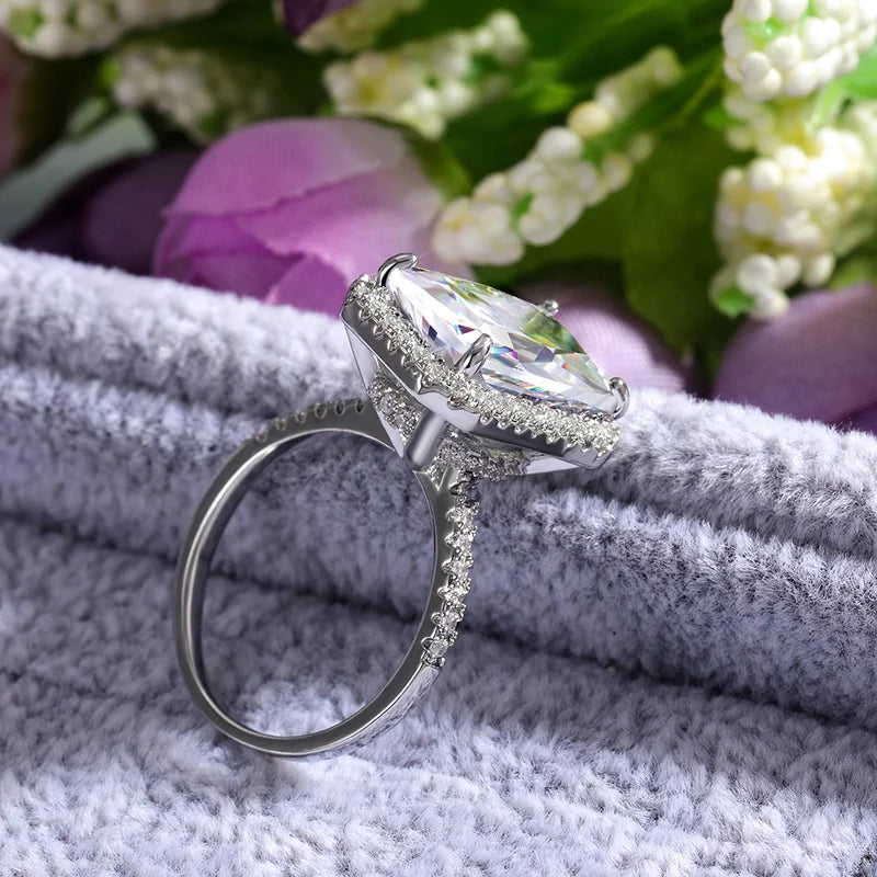 Anillo de boda nupcial de plata de ley 925, hermoso para mujer, cristal de piedra grande, circonita cúbica AAA, joyería elegante y llamativa