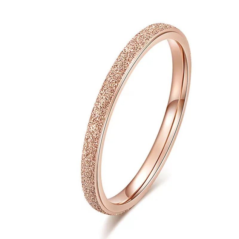 SUNIBI Anillo de acero inoxidable esmerilado para mujer, moda, anillos de dedo de Color dorado simple, regalos de boda, joyería para niñas al por mayor