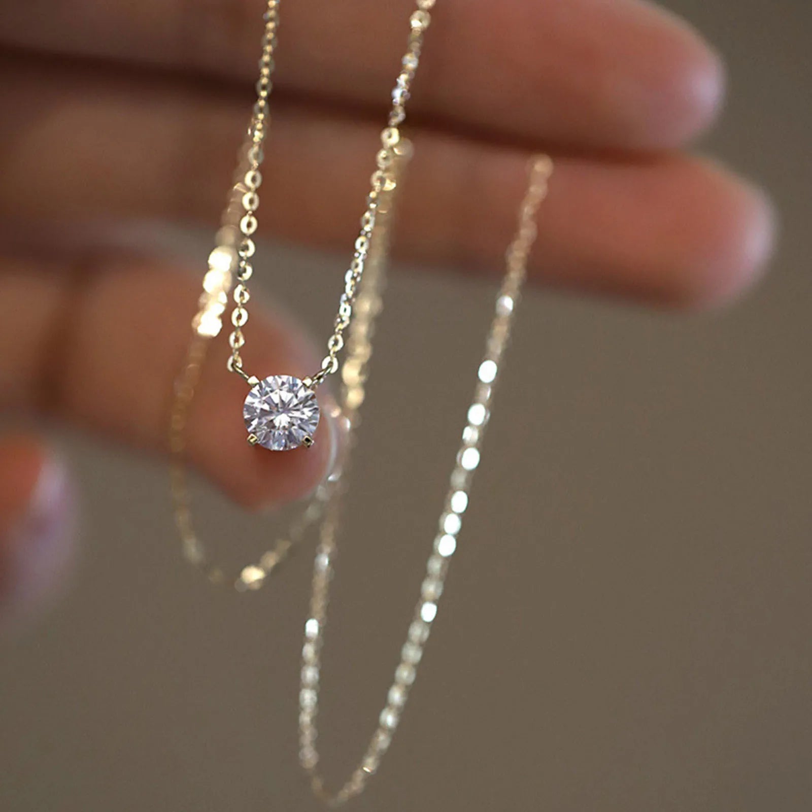 Collar de plata de ley 925 con baño de oro de 18 quilates, cadena versátil de circonita brillante para mujer, joyería de boda
