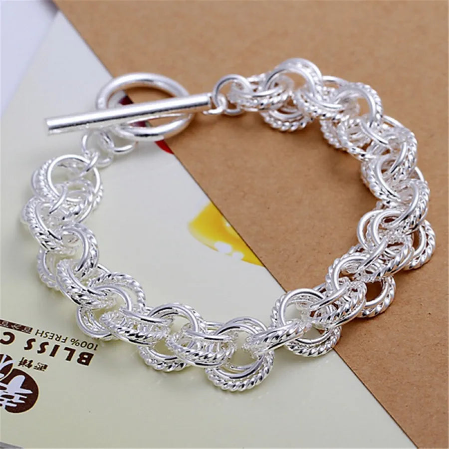 925 Sterling Silber exquisites massives Kettenarmband Mode Charms Frauen Männer massiv Hochzeit süße schlichte Modelle Schmuck