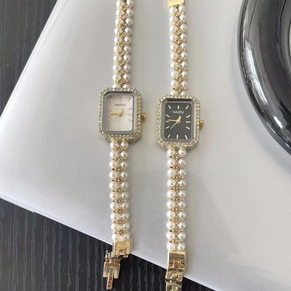 Perlenbesetztes Armband Damenuhr Luxus Damengeschenk Armbanduhr Mode Quarzuhr Dropshipping Relojes Para Mujer