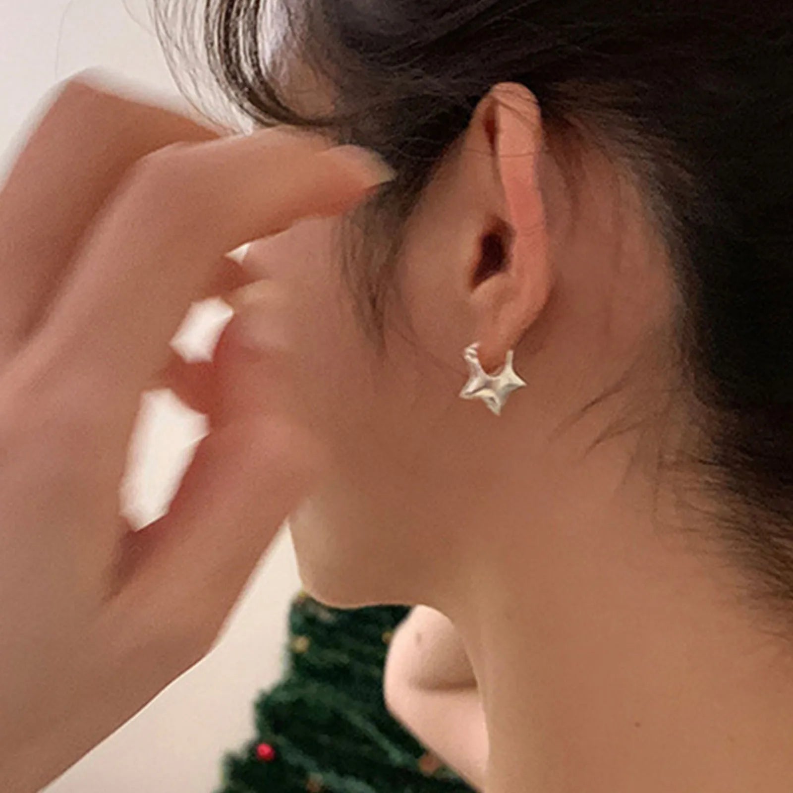 Pendientes de plata de ley 925 vintage simples con estrella para mujer, joyería de moda, previene alergias, accesorios de fiesta, regalo
