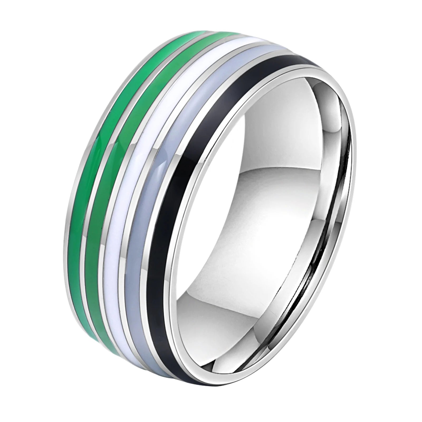 Anillo de acero inoxidable lesbiana LGBT para mujeres, parejas, anillos de compromiso con bandera de rayas de promesa de amor del orgullo