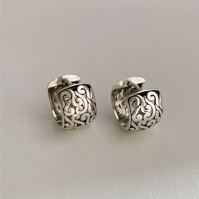 925 Sterling Silber Glücks-Zeichen Hohlwolken-Ohrringe für Frauen Ethnischer Retro-Schmuck Geschenk
