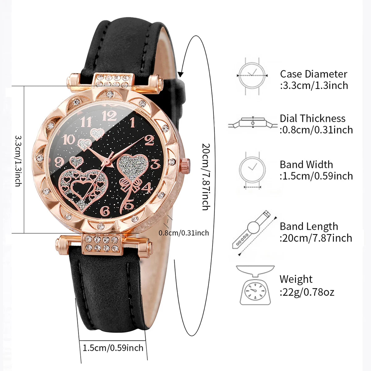 4 Stück/Set Damenuhren Modische Strass-Quarzuhr für Damen mit Lederarmband und Armreif-Set (ohne Box)
