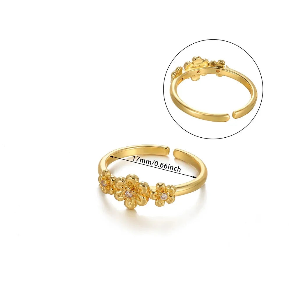 Luxus Zirkonia Schmetterlingsblumenringe für Frauen Edelstahl Goldfarbe Günstiger Ring Mode Hochzeits-Paar y2k Schmuck anillos