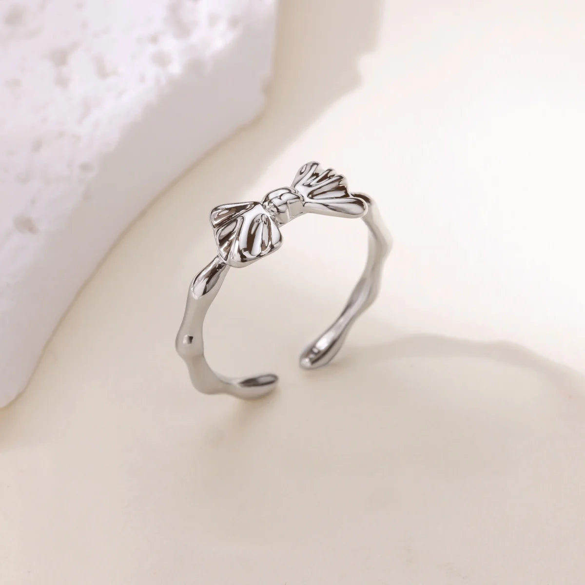 Edelstahl-Schmetterlings-Schleifenringe für Frauen Mode Zirkon-Herz-offener Ring Trendiger ästhetischer Schmuck Party Hochzeitsgeschenk