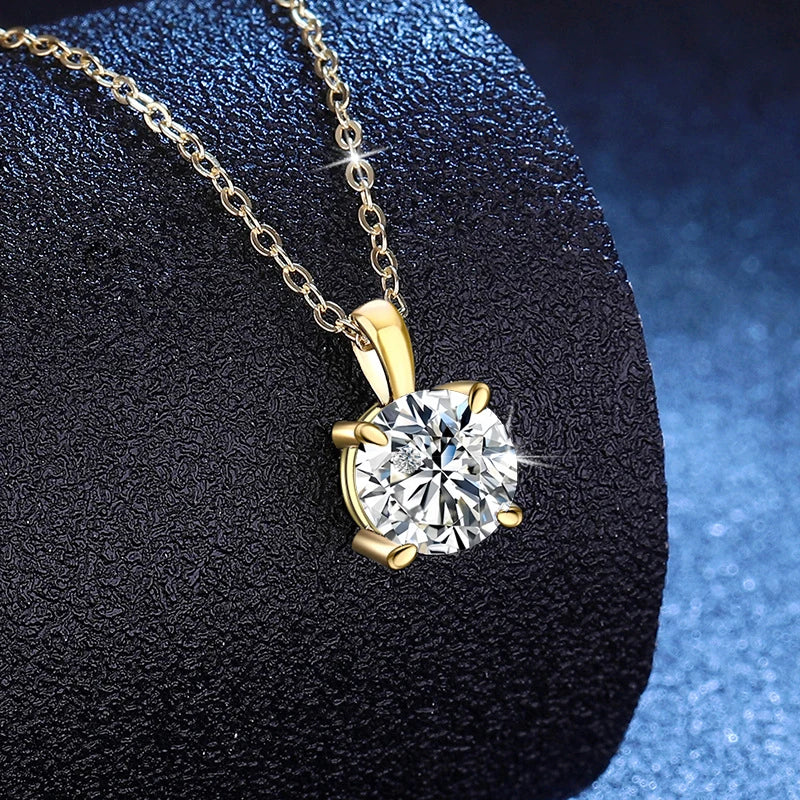 Collar de moissanita NeeTim de 2ct 3ct para mujer, plata de ley 925 con chapado en oro amarillo, rosa y blanco, collar con colgante de diamante de laboratorio