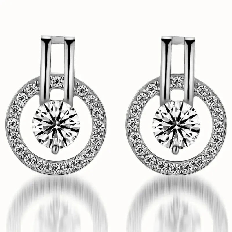 Exquisitos Pendientes Redondos de Circonita Chic a la Moda, Informales, Variados, de Nicho, de Alta Gama, Accesorios Elegantes en Venta