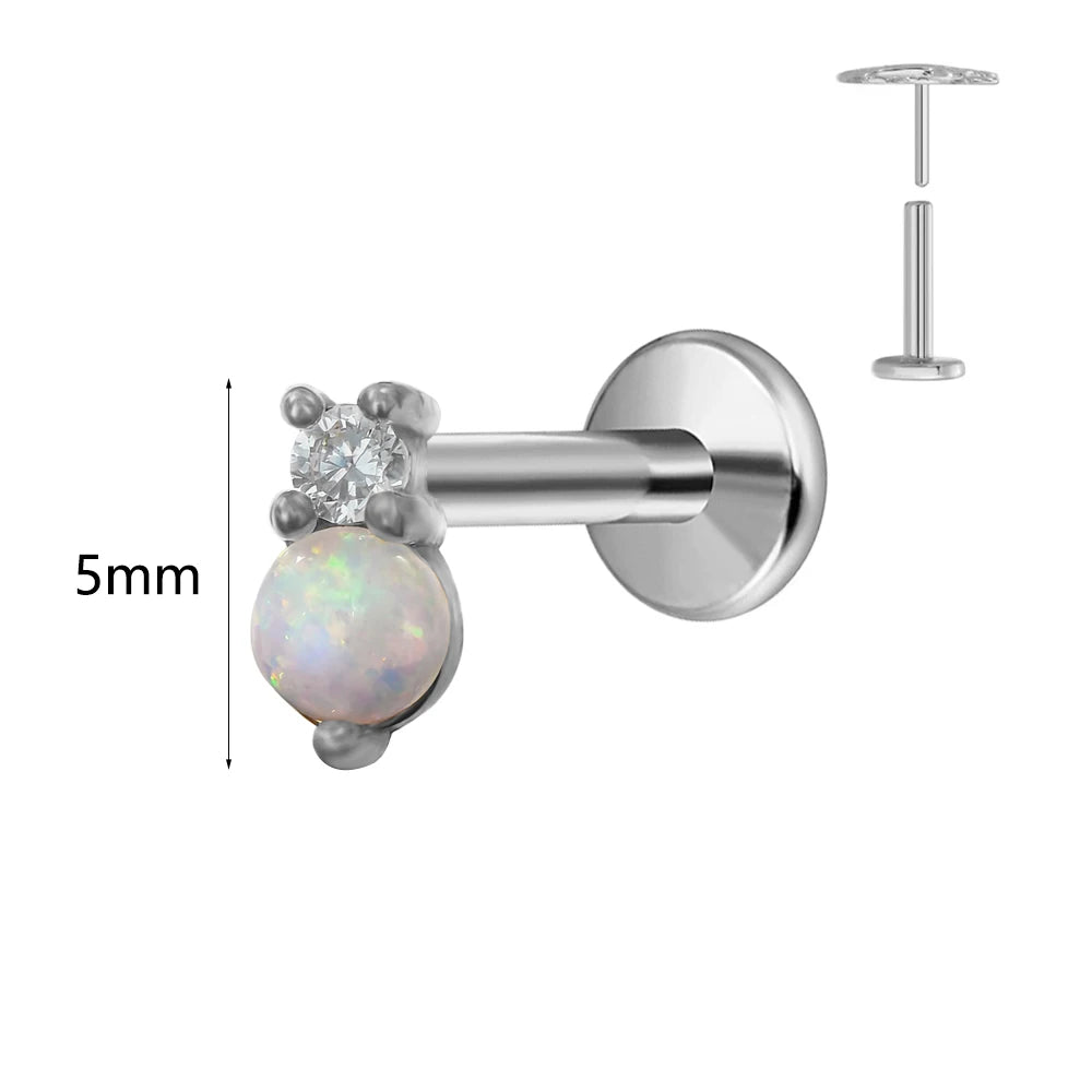 Winziger Wassertropfen Labret Piercing G23 Titan Opal Mond Push-In Zweig Ohrring Stecker Anhänger Gewindeloser Knorpelkörperschmuck
