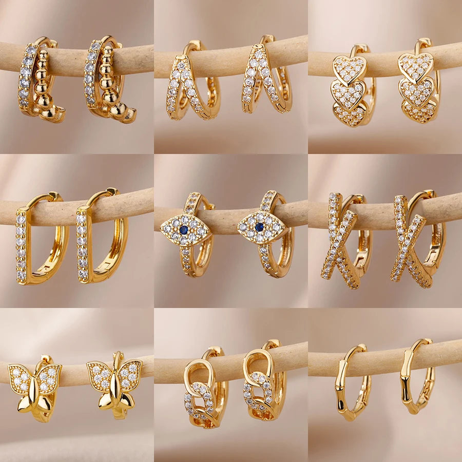 Zirkon Evil Eye Ohrringe für Frauen Edelstahl Goldfarben Pendientes Piercing Ohrring Goth 2024 Neu im Schmuck aretes mujer