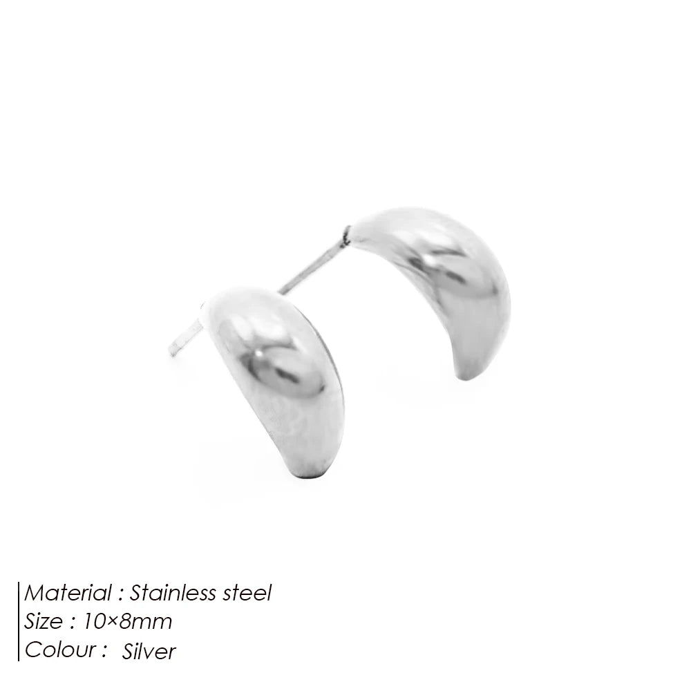 Pendientes de tuerca de acero inoxidable SUNIBI para mujer, color dorado, color plateado, pendientes sencillos, aros gruesos y lisos para esposas, joyería de moda.