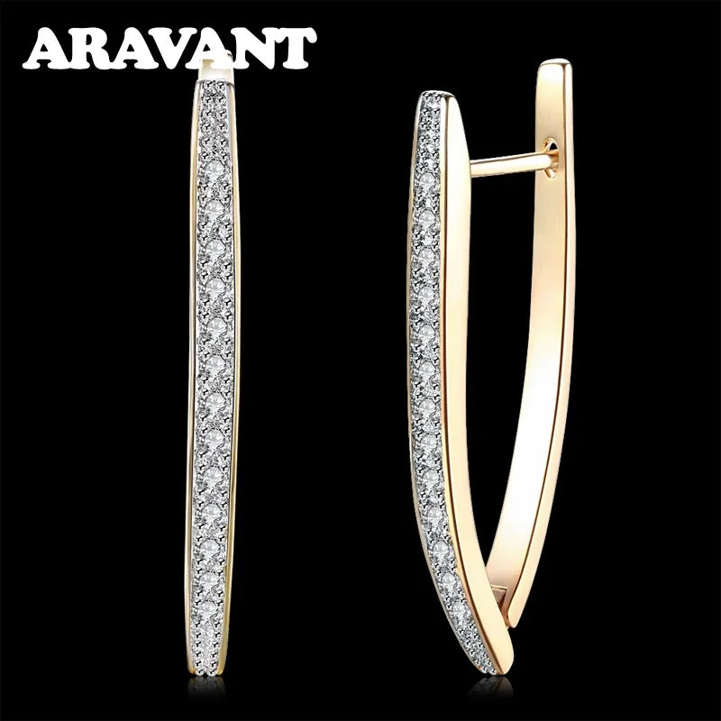 Aravant 925er Silber 18K Gold Hochzeit Kristall Ohrringe für Damen Mode Party Schmuck