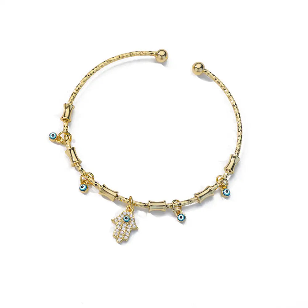 Hand Evil Eye Armband für Damen Edelstahl Zirkon Armreif Sets Türkischer Luxus Party Schmuck pulseras bijoux femme