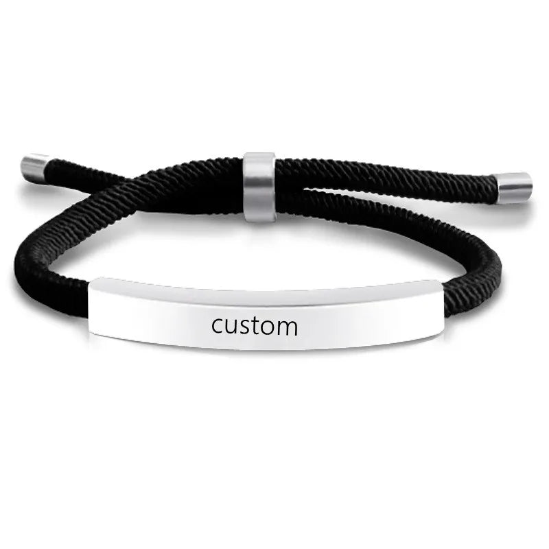 Personalisiertes Herrenarmband, verstellbarer Armreif, Edelstahl, Name, beliebiger Text graviertes Armband, Geburtstagsgeschenk für Ihn