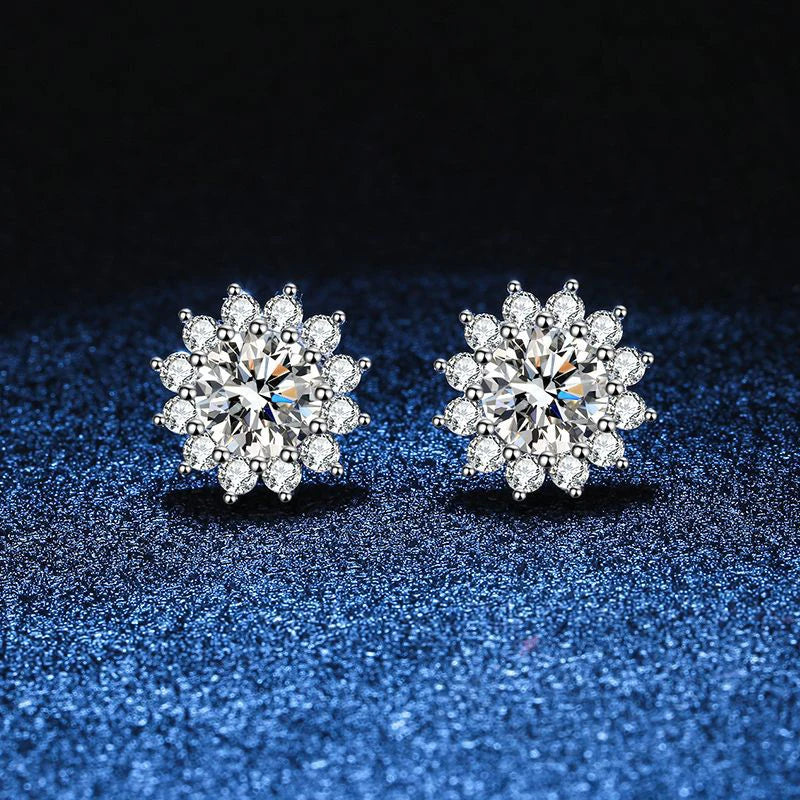 NeeTim 1CT Moissanit Ohrringe für Damen Mädchen 925 Sterling Silber Funkelnder Diamant Ohrstecker Hochzeit Verlobung Schmuck Geschenk