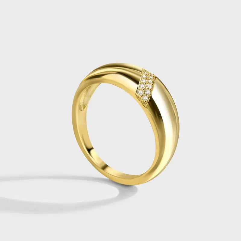 Heiß begehrter 925er Sterlingsilber Goldfarbener Ring Mode Damen Klassisch Schlichter Paar Ehering Verlobung Party Schmuck