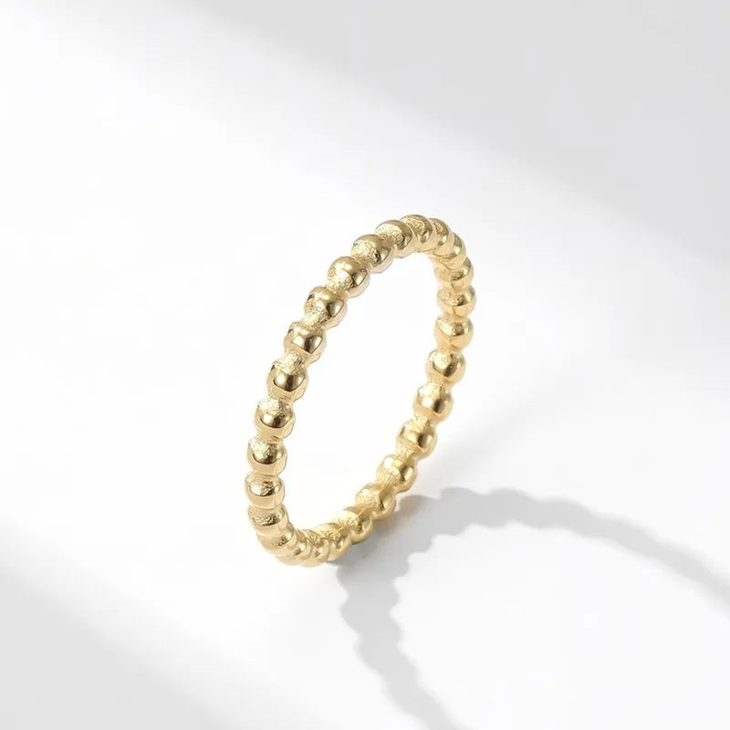 Anillo apilable de acero inoxidable de 2 mm con cuentas Eternity para mujer, talla 5-11