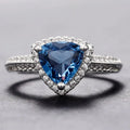 925 Sterling Silber Luxus Dunkelblau Zirkon Dreieck Ringe für Frauen Mode Klassische Verlobung Hochzeit Schmuck Jahrestag Geschenk