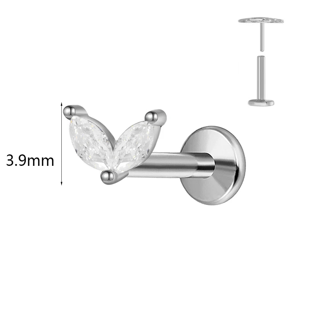 ASTM F136 G23 Titan Hasenohren Piercing Ohrstecker Push-In Threadless Labret 16/18/20G Knorpel Körperschmuck