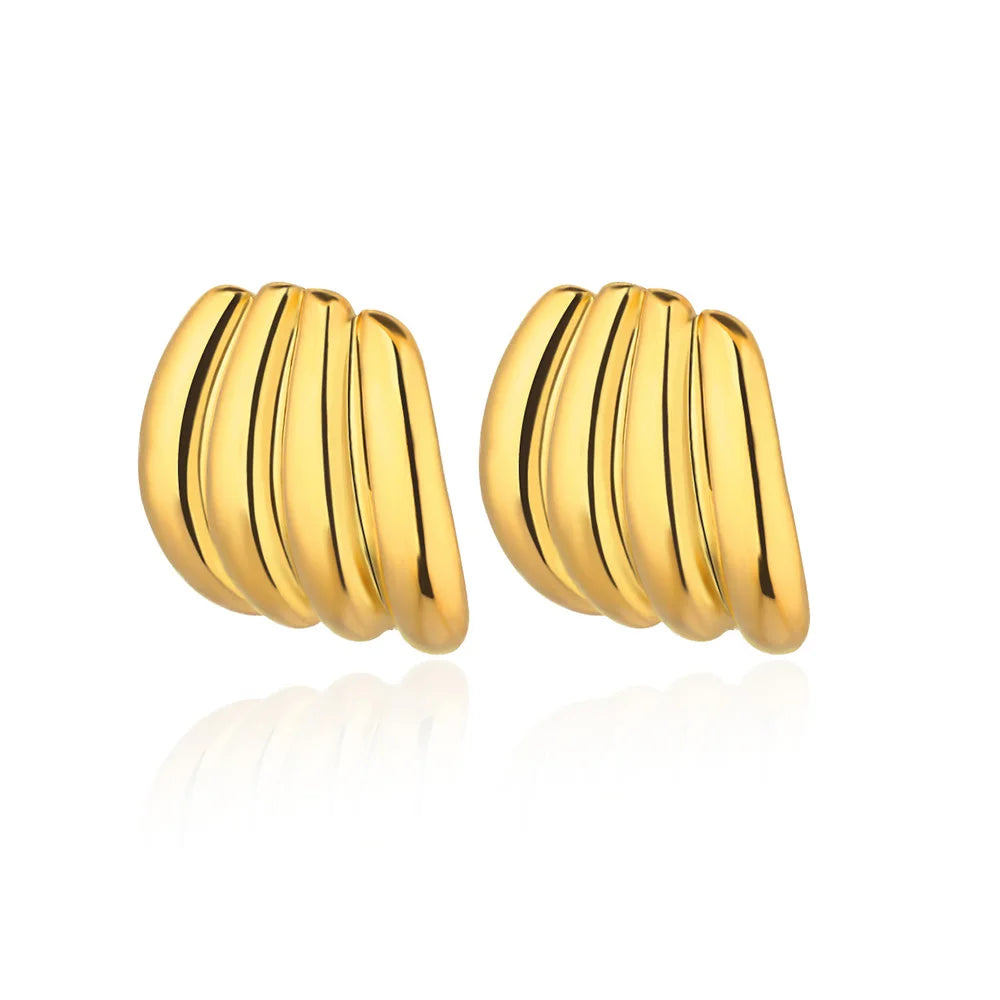 Vintage gestreifte Ohrringe für Damen in Goldfarbe, Edelstahl, geometrische Ohrringe, Statement-Schmuck für Hochzeit und Party, Geschenk 2024