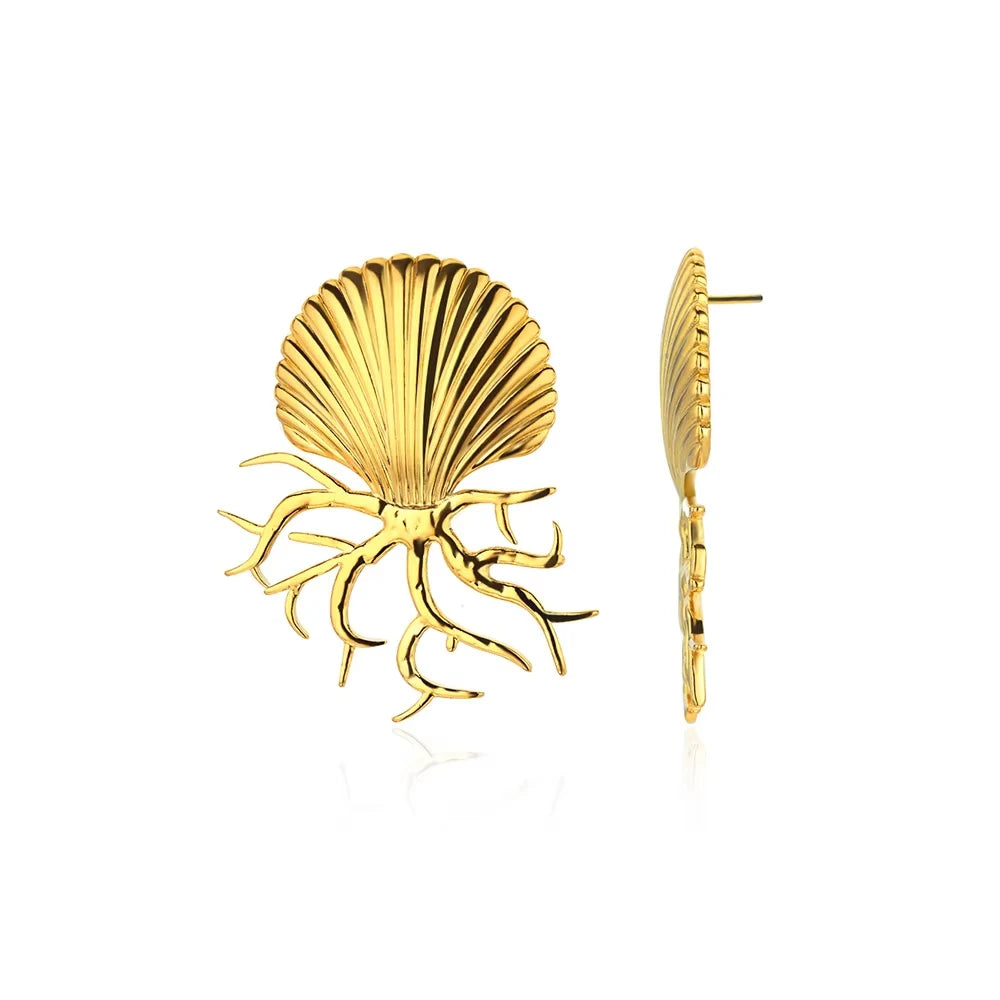Punk Sonnen-Gesicht-Ohrstecker Edelstahl Ohrringe für Damen Goldfarbe Stern Piercing Ohr Accessoires Femme Gothic Schmuck Party Geschenk