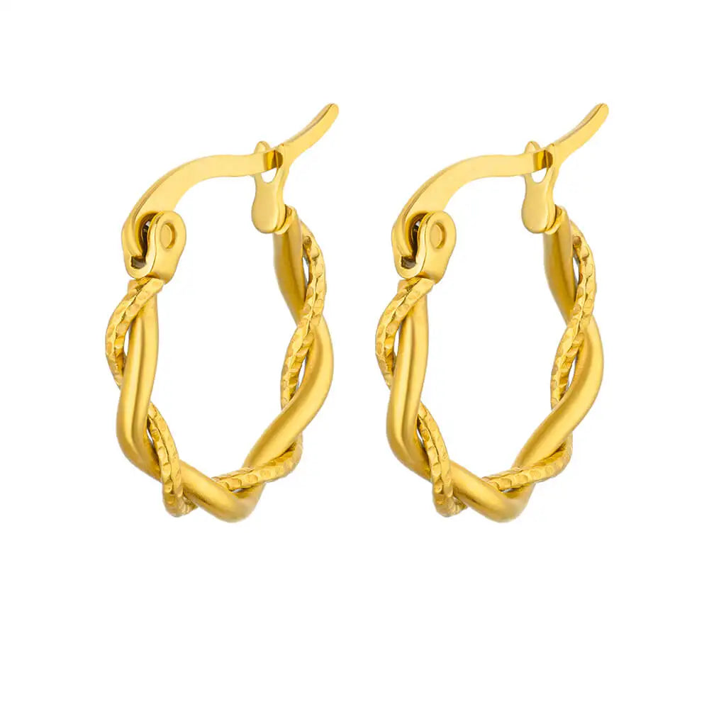 Vintage Runde Edelstahl Creolen für Damen Vergoldete Ohrringe 2023 Trend Statement Ohrschmuck Weihnachtsgeschenk