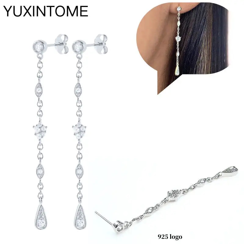 925 Sterling Silber Ohrnadel Mode Creolen Weiße Kristall Luxus Damen Silberohrringe Hochzeit Damenschmuck Geschenk