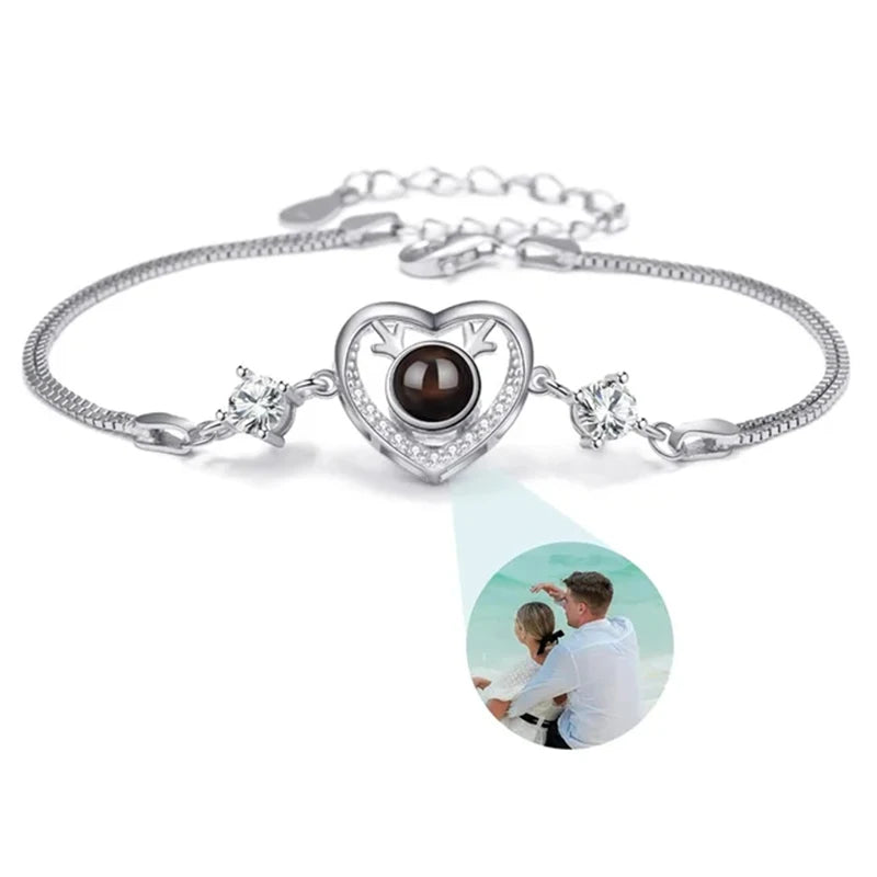 Kundenspezifisches Armband mit Bild im Inneren, Titan-Edelstahl-Kubanische Gliederkette, Armband mit personalisierter Fotoprojektion für Männer und Frauen