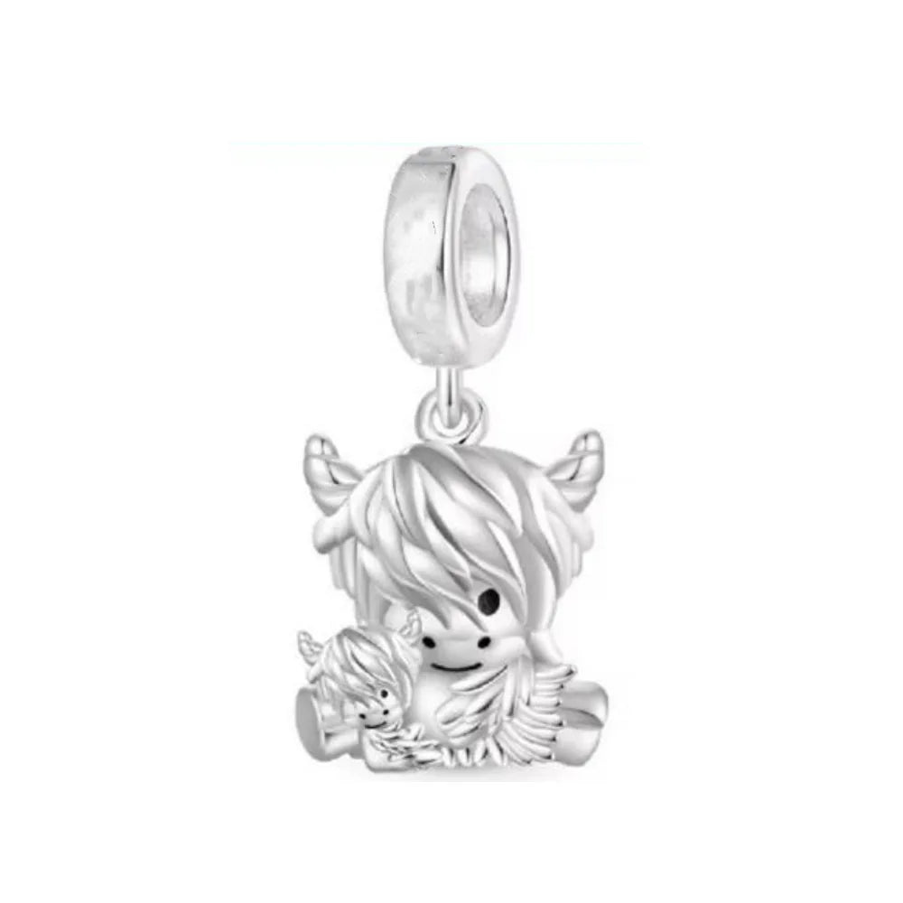 2026 925 Silber Blume, Schmetterling, Highland-Kuh, Motorrad-Anhänger passend für europäisches Original-Armband DIY Schmuck Exquisiter Schmuck
