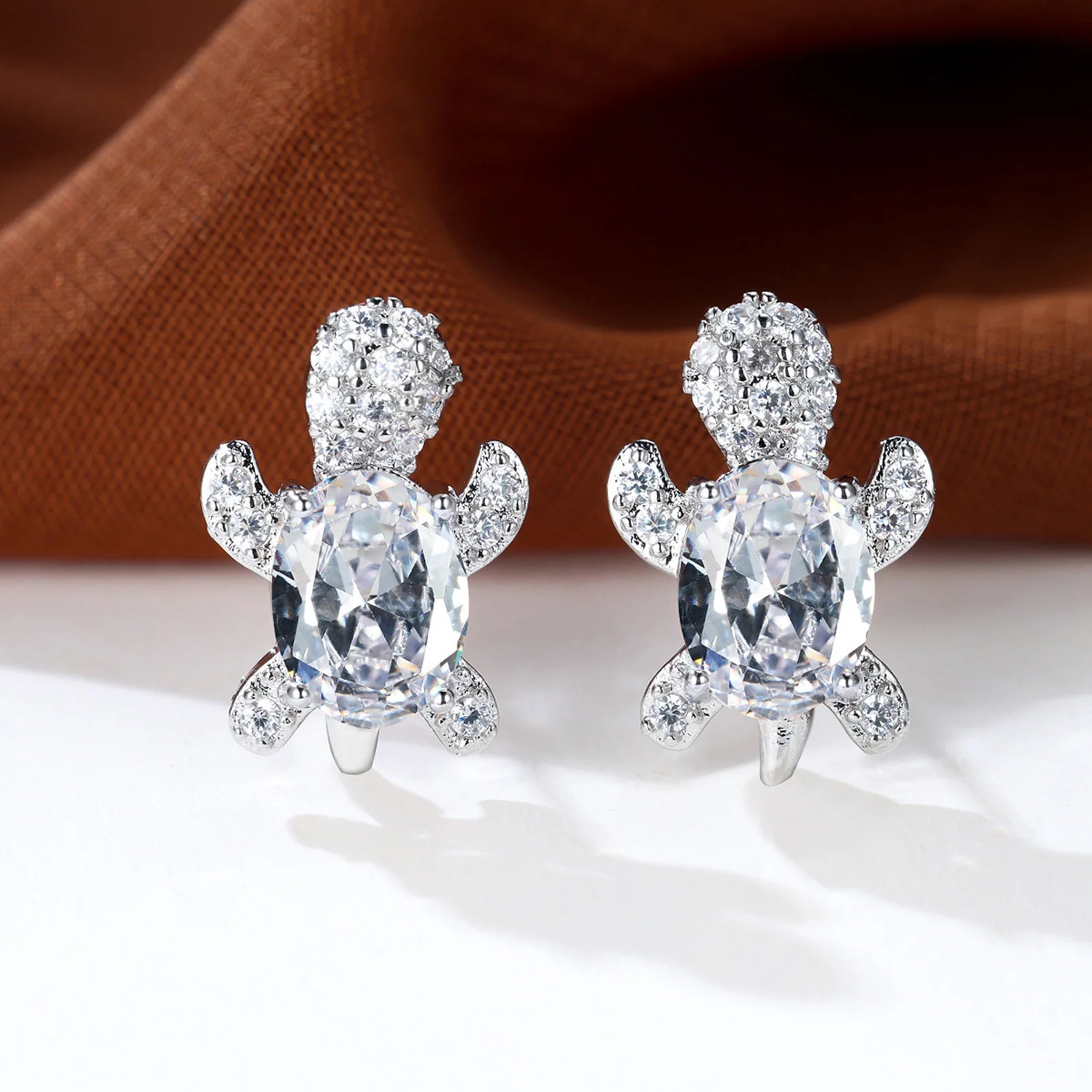 1 Paar S925 Silber süße Schildkröten-Ohrringe mit mehreren Farben zur Auswahl, Schmuck Weihnachtsgeschenk für Frauen