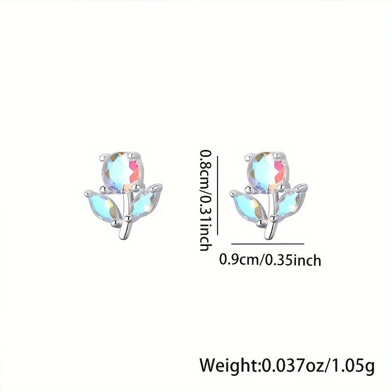 Fruit Bubble Colorful Zircon Flower Earrings Women's Fashion Personality Trendy Luxury Forest Earrings Versatile Ins