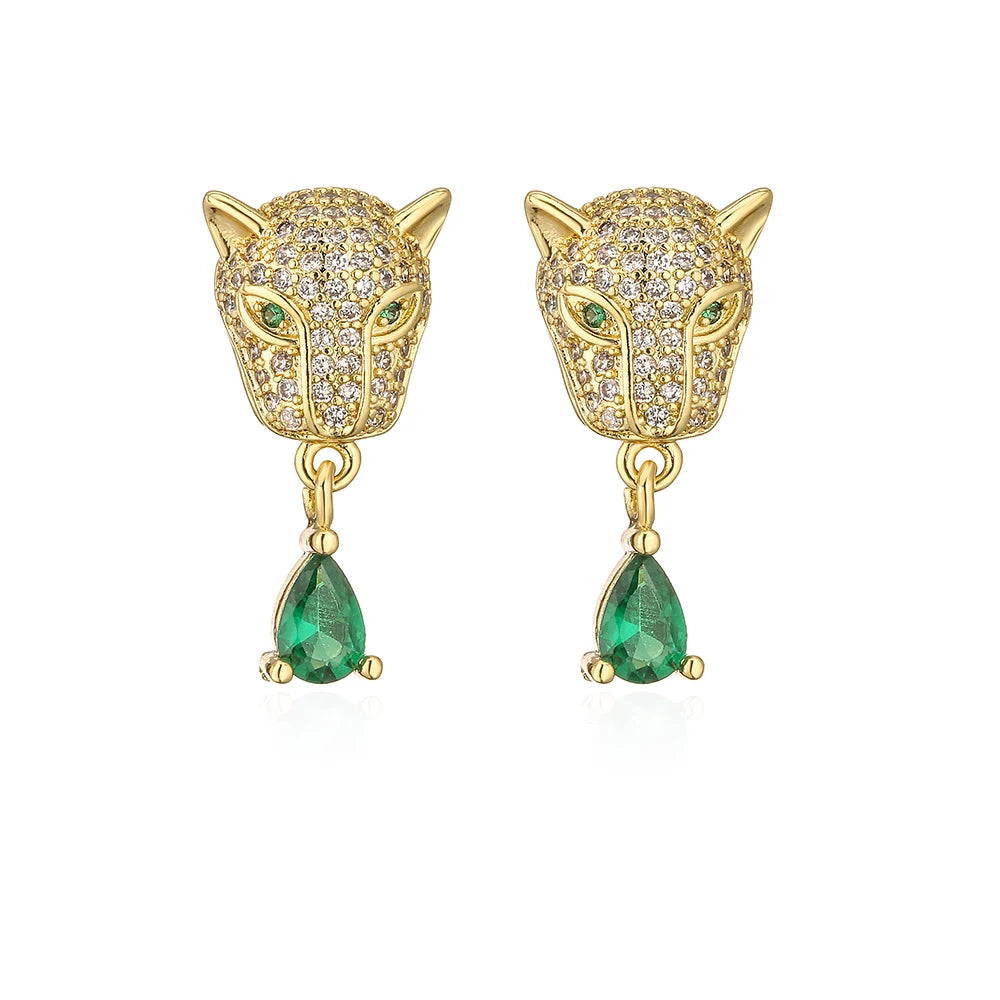 NEWBUY Mode Goldfarbe Tier Ohrhänger für Frauen Einzigartiges Design Leopard Ohrring Statement Damen Party Schmuck