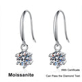 NeeTim 1ct 6.5mm Moissanit Hängeohrringe für Damen Original Hochzeits-Weihnachtsgeschenk S925 Sterling Silber Creolen Großhandel