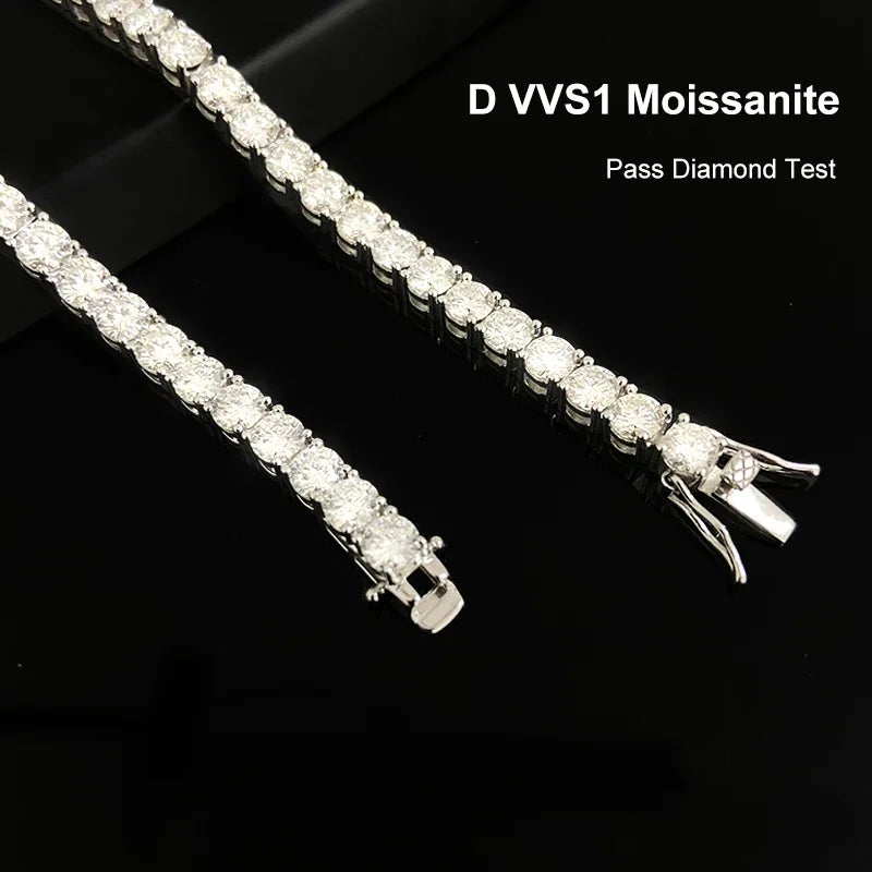 NeeTim 3mm 4mm 5mm Moissanit Tennisarmband Volldiamant 925er Sterlingsilber vergoldet Armbänder für Damen Herren