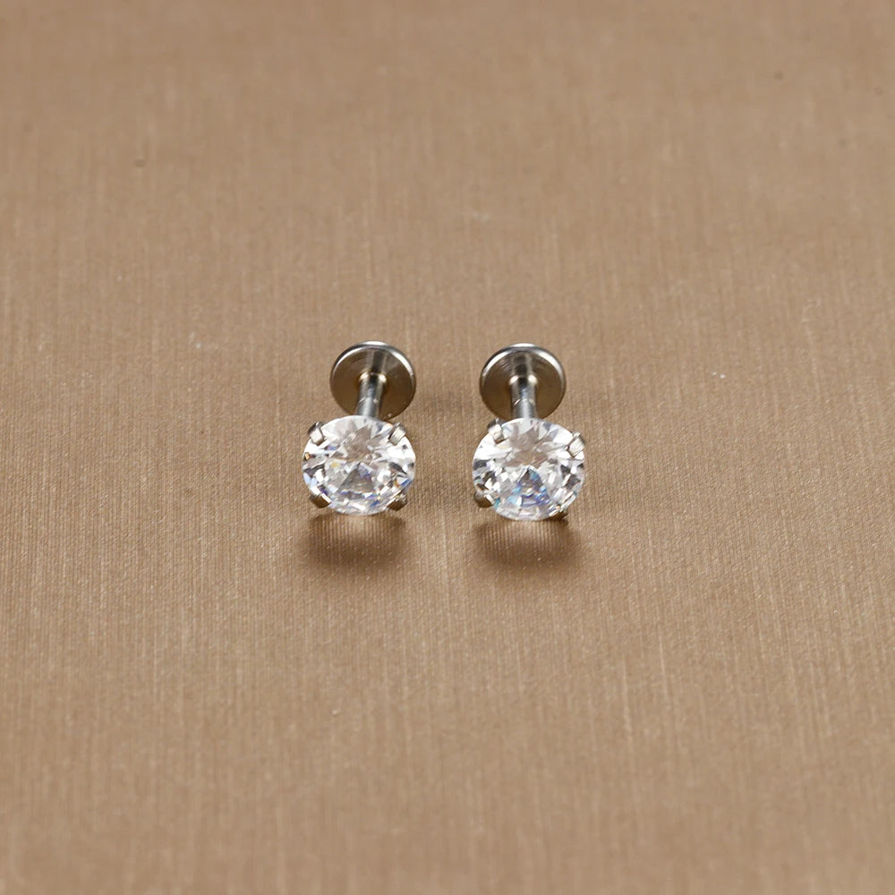 2PC Labret Tragus Stud Earrings 16G Surgical Stainless Steel CZ Crystal  Monroe Helix Cartialge Conch Medusa Lip Body Piercing
