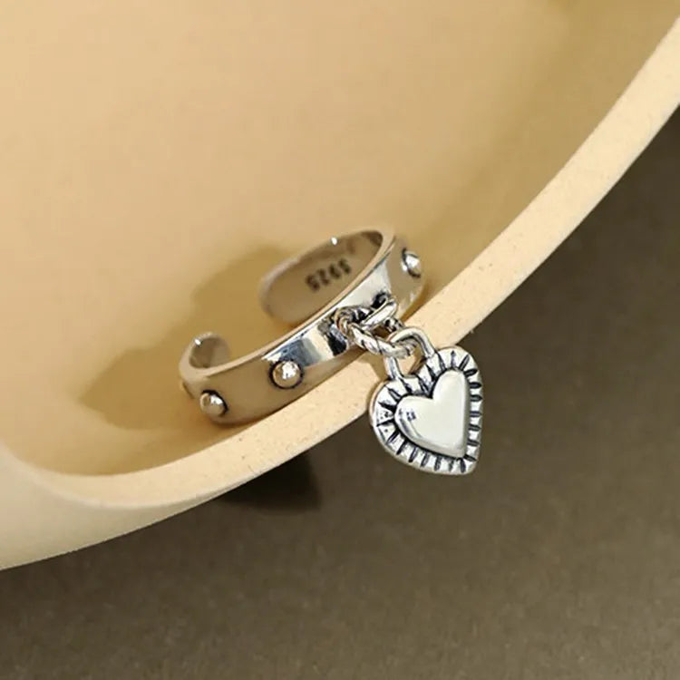 925 Sterling Silber Herzanhänger Verstellbare Ringe für Frauen Hochzeit Luxusschmuck Großhandel