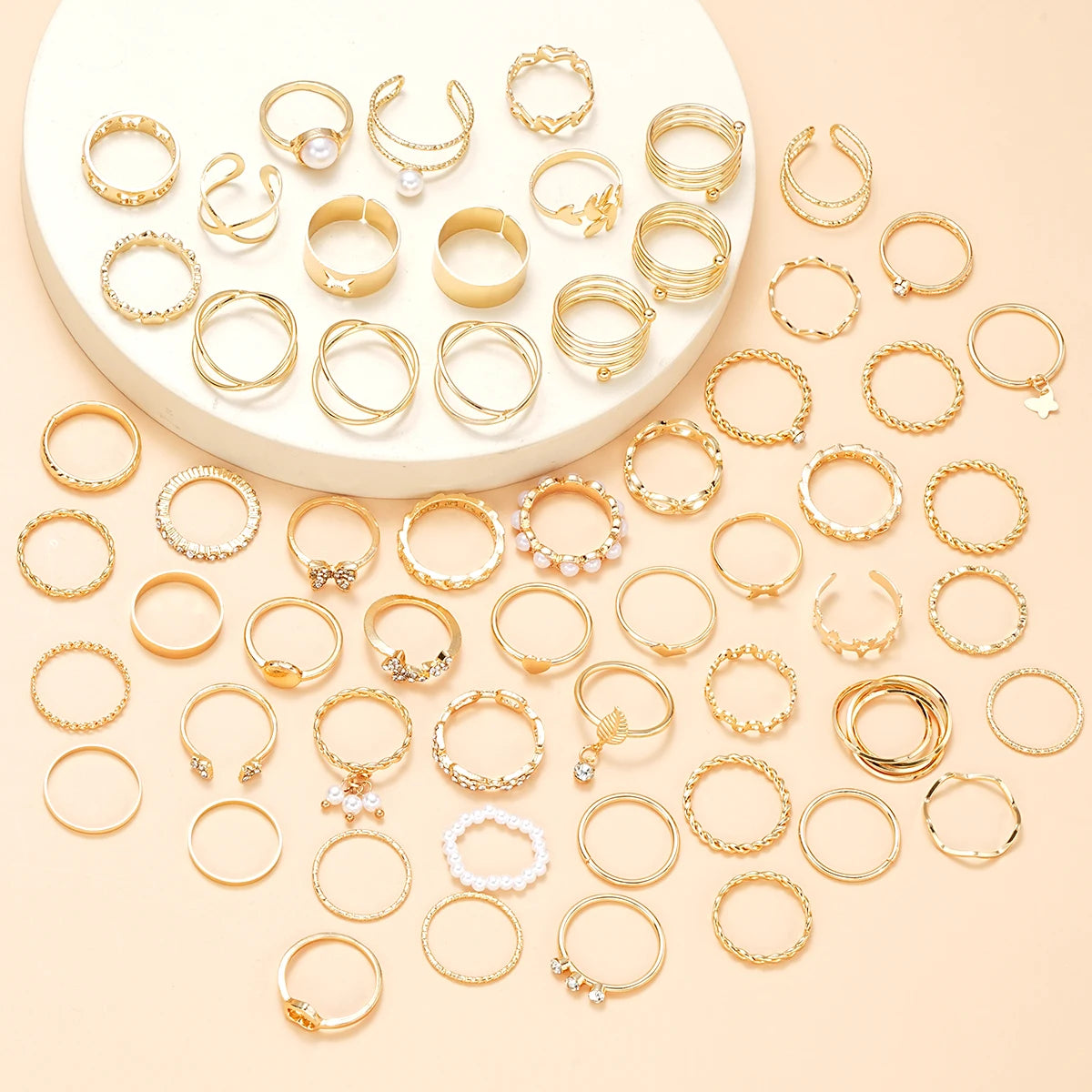 58-teiliges Vintage Herz Schlange Schmetterling Ring Set für Damen, modisch, Metall, vergoldet, geometrisch, hohl, Fingerring, Schmuckgeschenke, Neu