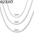 40-75cm 925 Plata de Ley 1MM/2MM/3MM Collar de Cadena de Serpiente Sólida Para Hombres Mujeres Joyería de Moda para colgante envío gratis