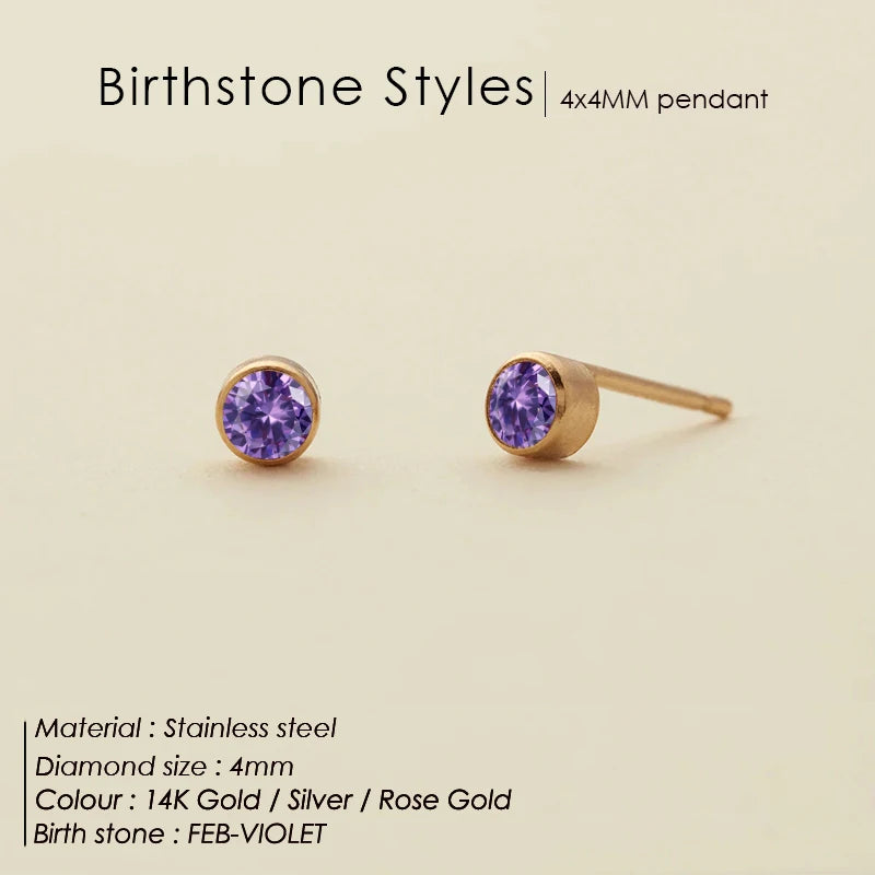 316L Edelstahl Geburtsstein Ohrstecker Piercingpistole Goldfarbene Push-Back Ohrringe Piercing Sicher für Baby und Frauen Geschenk Schmuck