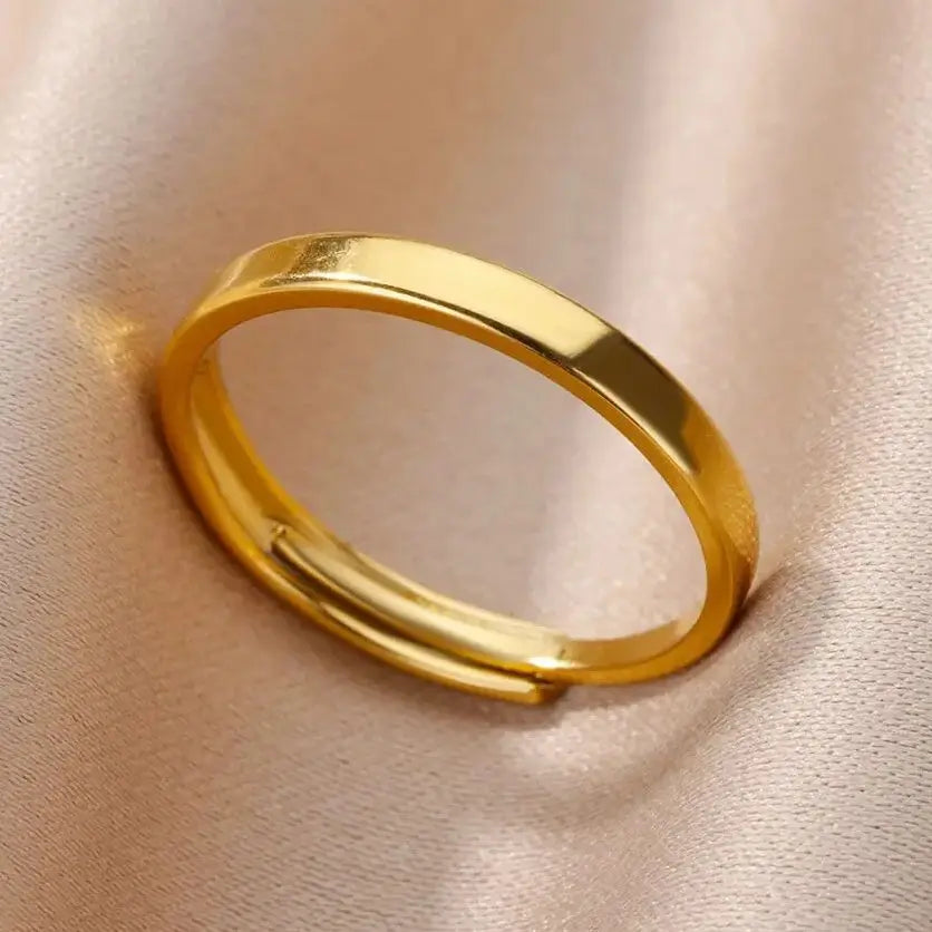 Minimalistische Edelstahlringe für Damen, goldfarben, verstellbare Fingerringe, modischer, wasserdichter Hochzeitsschmuck, Geschenk