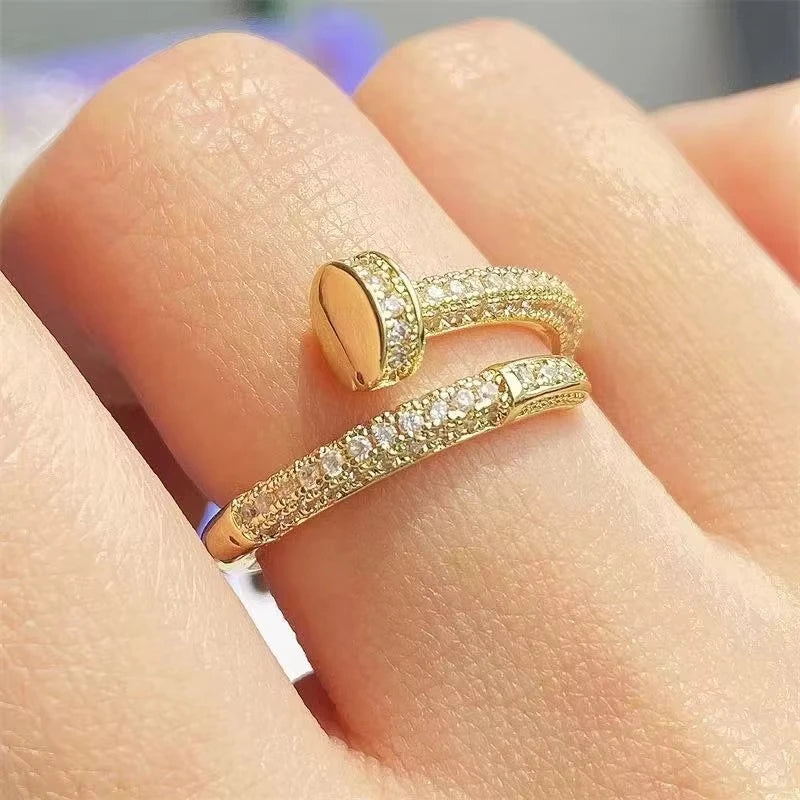 Anillo ajustable coreano Punk con circonita cúbica para mujer, regalos para fiestas de oficina, accesorios de joyería.