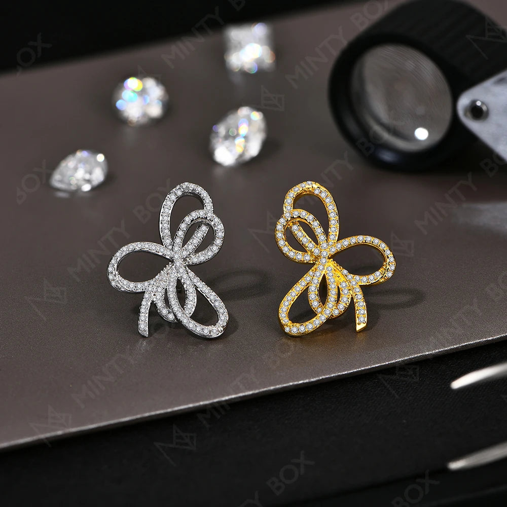 MINTYBOX Pendientes de Moissanita con Lazo para Mujer Plata de Ley S925 Pendientes de Diamante de Laboratorio Lujoso Regalo de Joyería de Compromiso